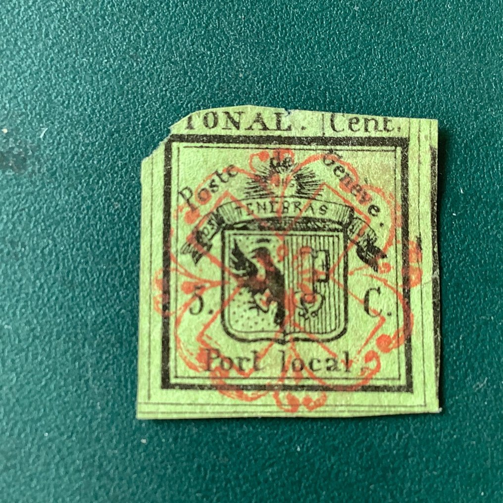 Szwajcaria 1843 - Prawy znaczek pary Genf z certyfikatem fotograficznym Van der Weid/Marchand - Zumstein 4R #2.1
