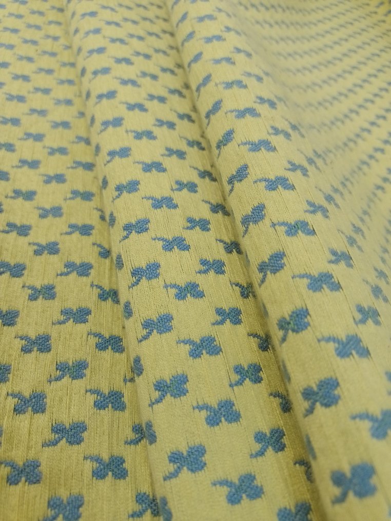 華麗的黃色提花織布機，帶有淺藍色圖案 - 室內裝潢織物  - 500 cm - 140 cm #1.2