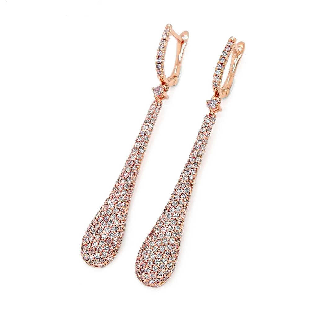 No Reserve Price - Earrings Rose gold -  2.44ct. tw. Pink Diamond  (Natural coloured) #1.2