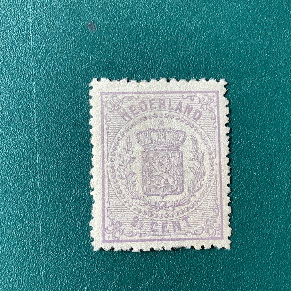 Holanda 1869/1871 - Selo do brasão de 2,5 centavos com lindo centro - com certificado de foto Meijer - NPVH 18 Ca #2.1