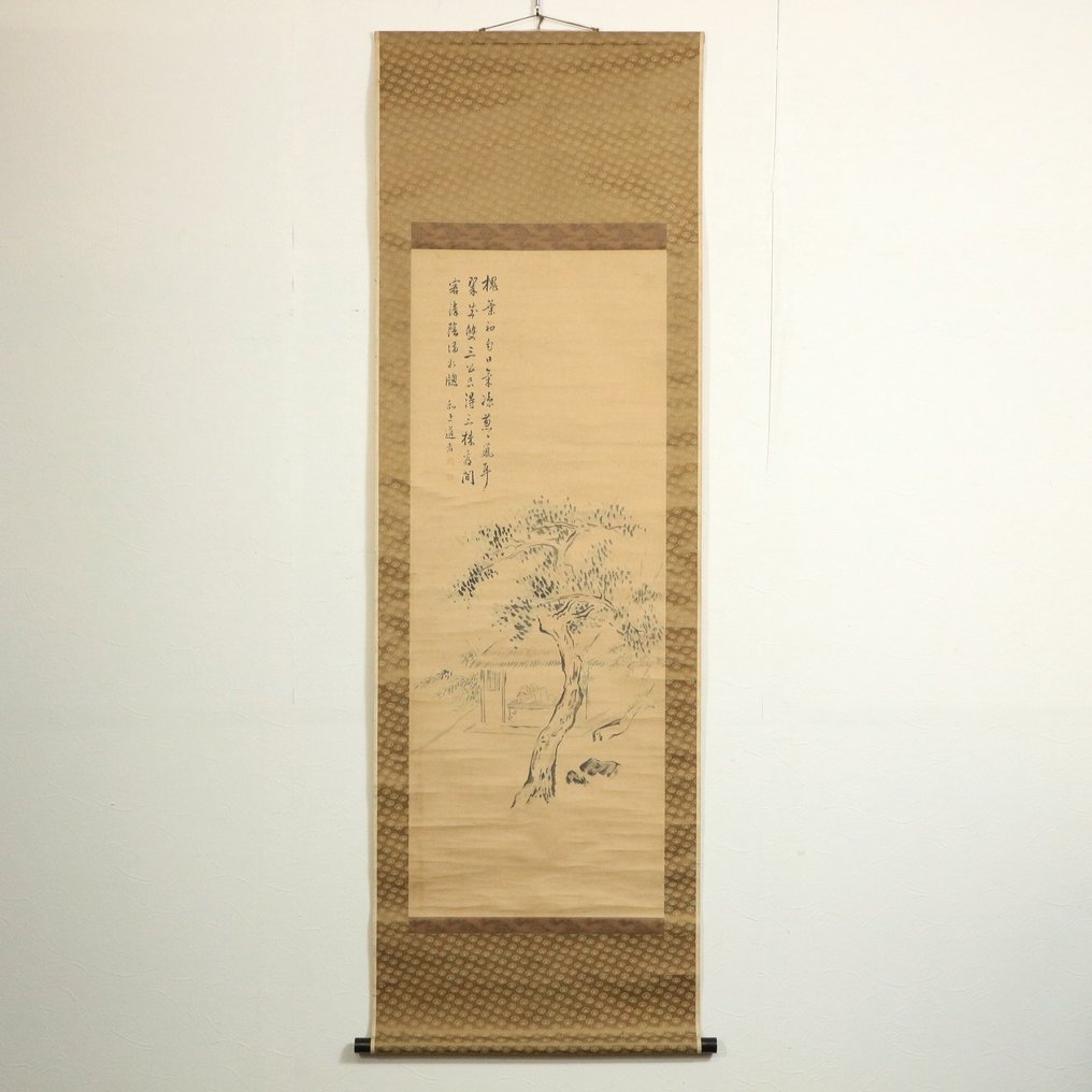 Calligraphy and Painting Scroll with Original Wood Box - Signed 'Takaku Ryuko 高久隆古' - Ιαπωνία - Τέλη της περιόδου Edo  (χωρίς τιμή ασφαλείας) #1.2