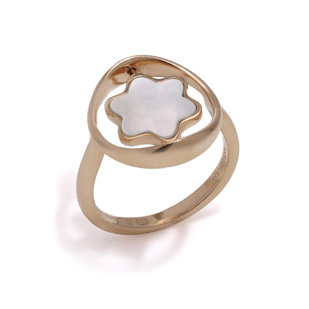 Montblanc - 戒指 万宝龙 18kt 玫瑰金旋转徽章搭配珍珠母贝 #1.1