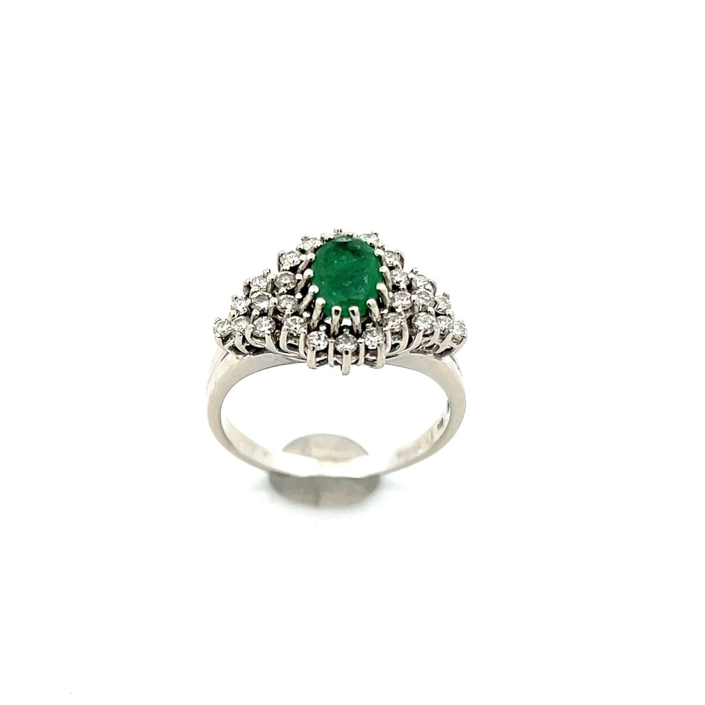 Gyűrű - 14 kt. Fehér arany Smaragd - Gyémánt #1.1