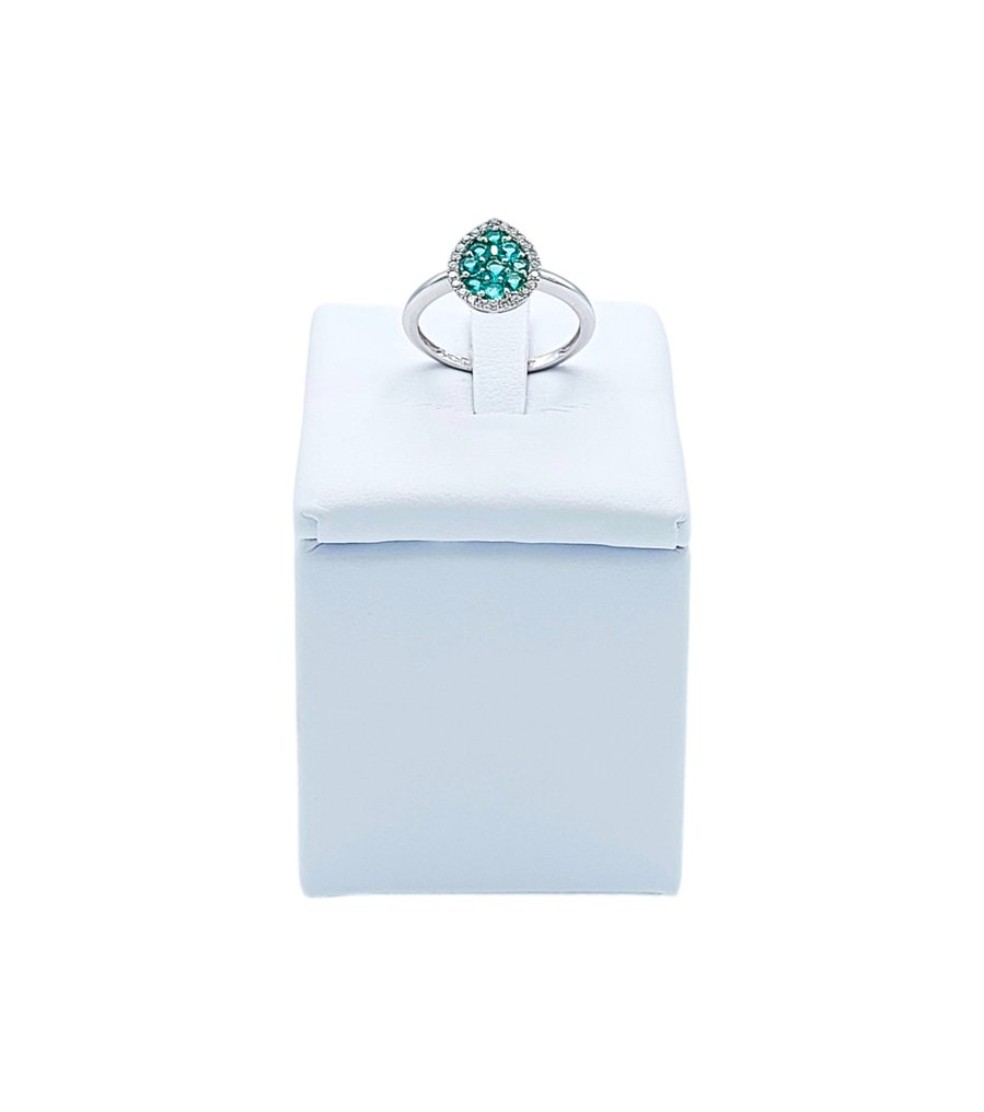 Donna Oro - Ring - 18 karat Hvitt gull -  0.51 tw. Smaragd - Diamant  #2.1