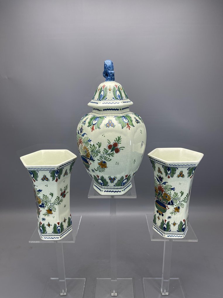 De Porceleyne Fles, Delft - 带盖花瓶 (3)  - 陶器 #2.2