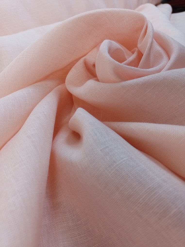 華麗的淡粉紅色純亞麻薄紗 - 紡織品  - 650 cm - 300 cm #2.1