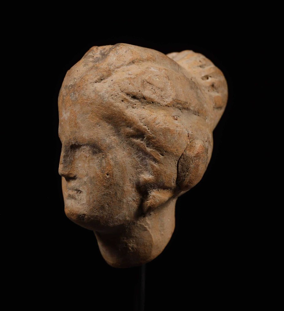 Altgriechisch Terracotta Frauenkopf, zusammen mit spanischer Exportlizenz - 5 cm #1.1