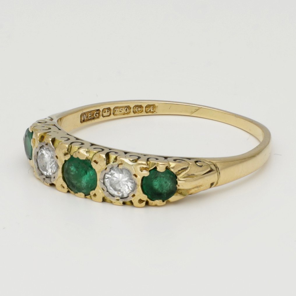 Anello - 18 carati Oro giallo Diamante  (Naturale) - Smeraldo #1.2
