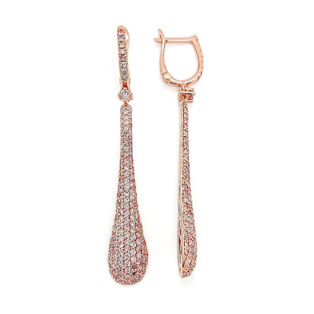No Reserve Price - Earrings Rose gold -  2.44ct. tw. Pink Diamond  (Natural coloured) #2.1