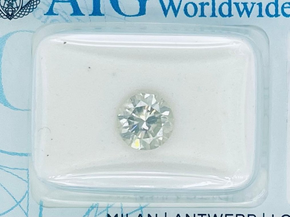 1 pcs Diamant  (Couleur naturelle)  - 1.00 ct - Rond - Light Jaune - SI2 - Antwerp International Gemological Laboratories (AIG Israël) #1.1