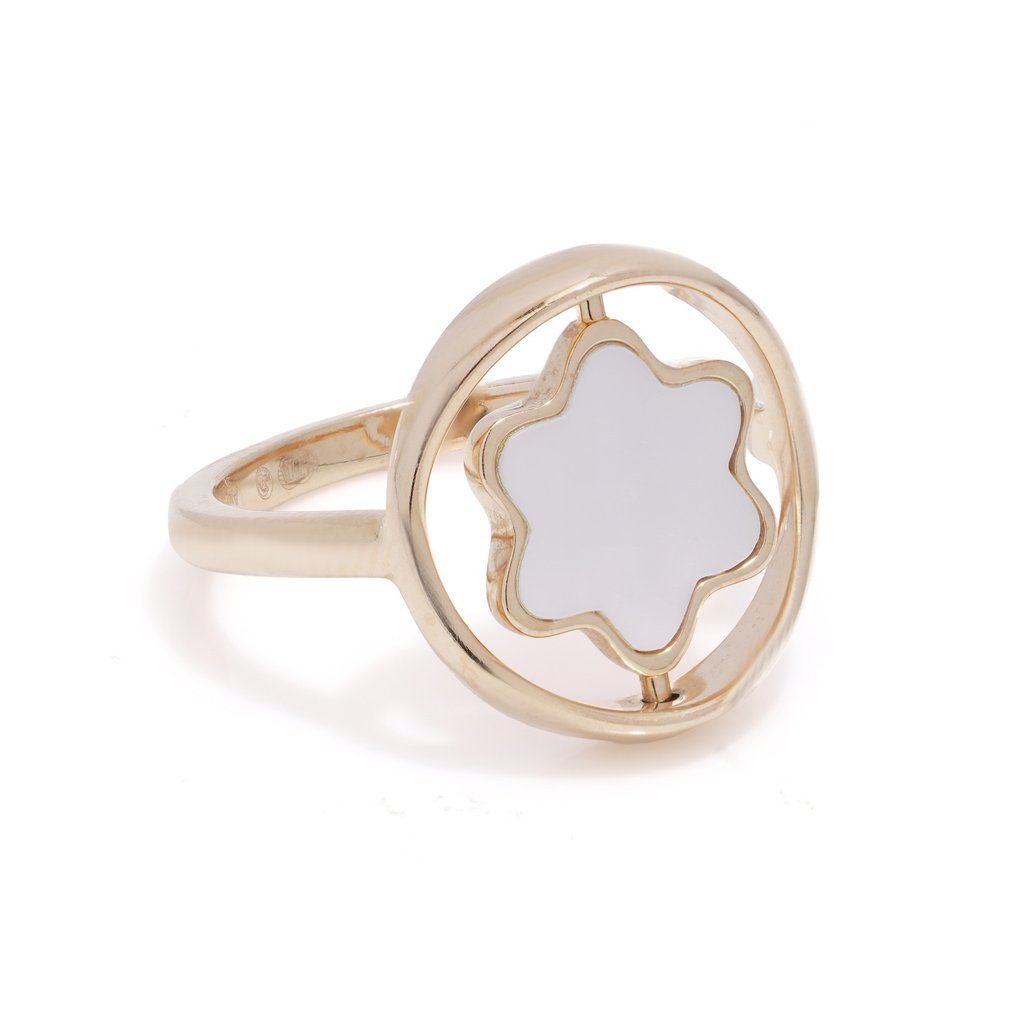 Montblanc - 戒指 万宝龙 18kt 玫瑰金旋转徽章搭配珍珠母贝 #2.1