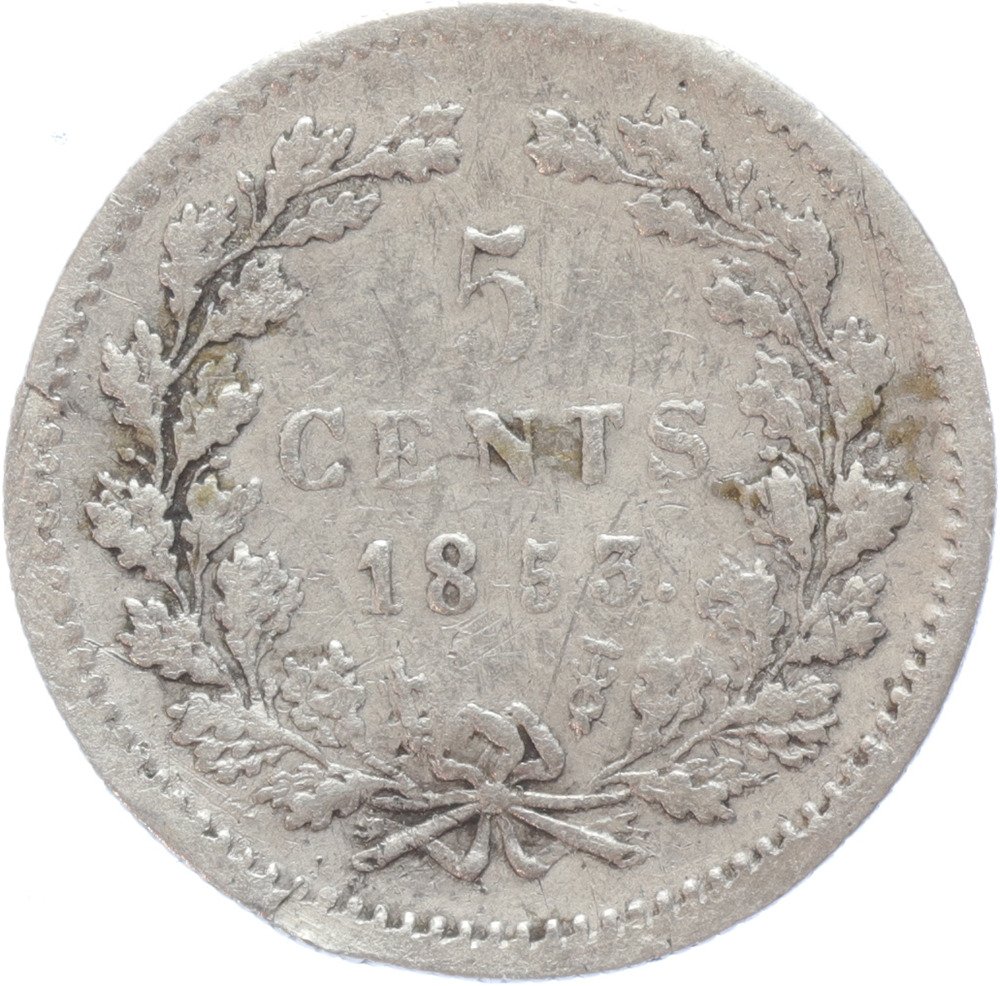 荷兰. Willem III (1849-1890). 5 Cents 1853 #1.1