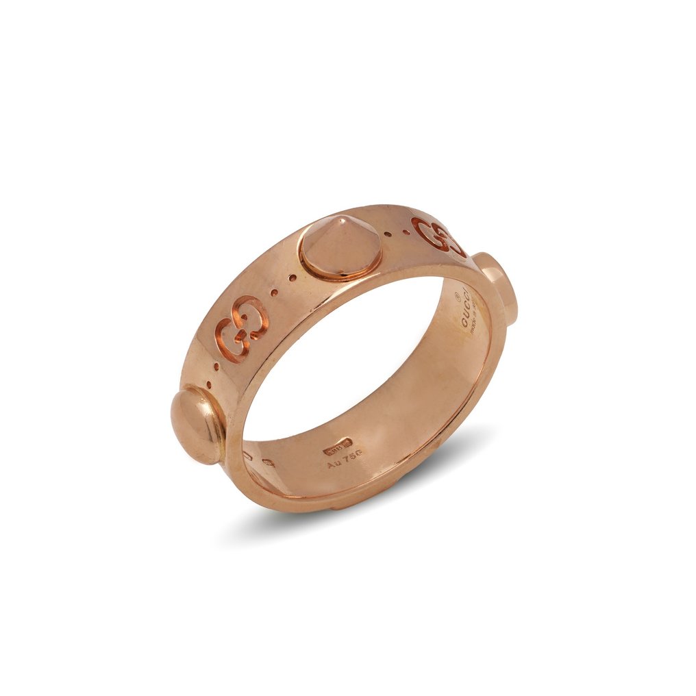 Gucci - 戒指 18kt 玫瑰金標誌性戒指，飾有飾釘 #2.1