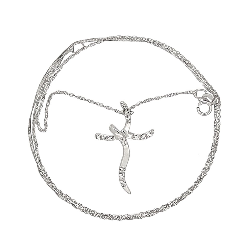 Halsband med hänge - 18 kt Vittguld -  0.06ct. tw. Diamant #1.1