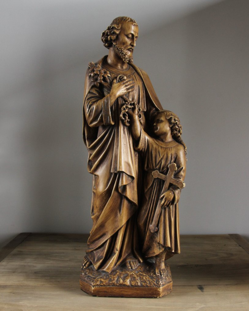 Estátua, Jozef met Kind - 52 cm - Gesso #1.1