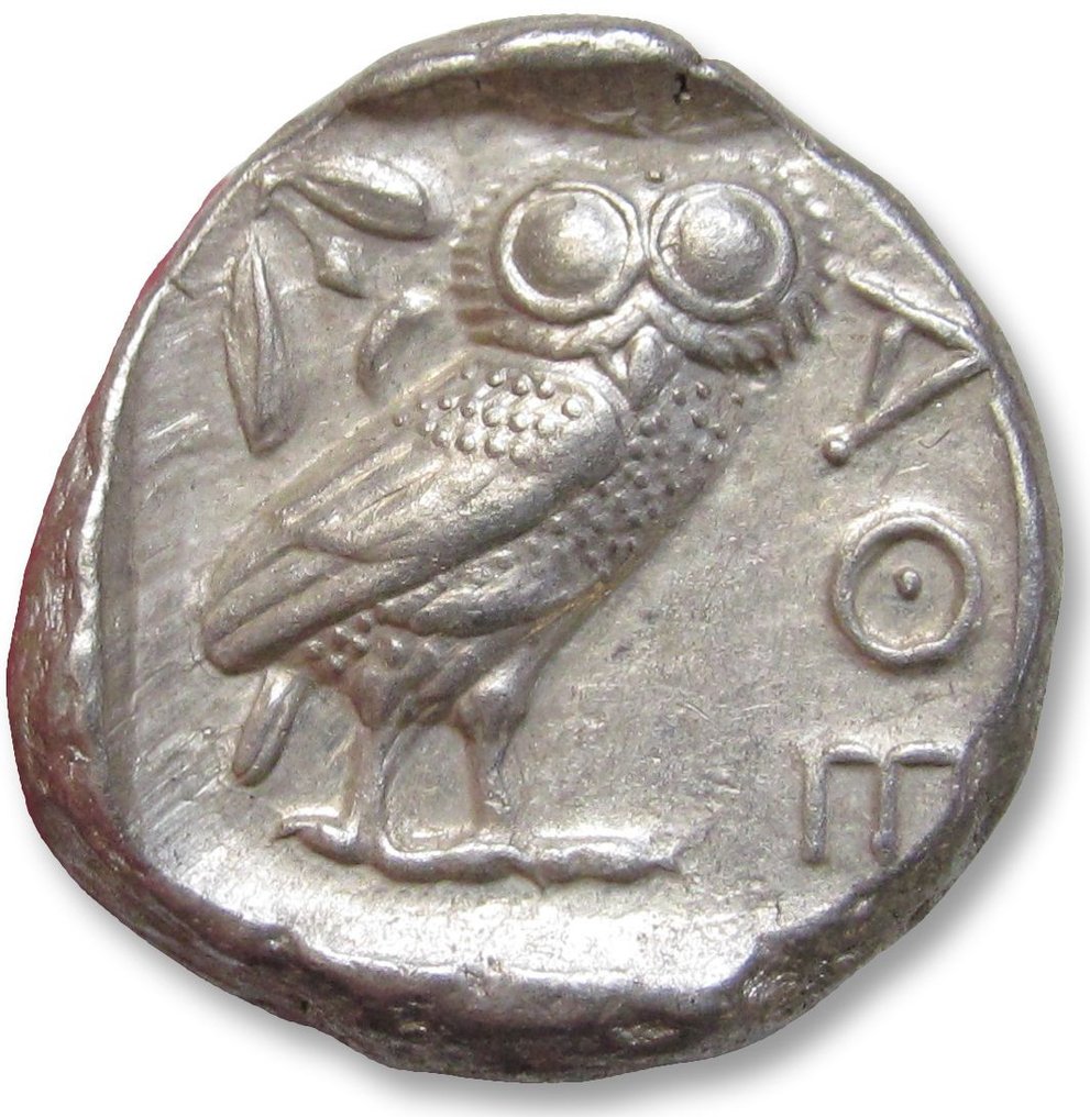 Attica, Atenas. Tetradrachm 454-404 B.C. - great example of this iconic coin, large part of the crest visible - #1.2