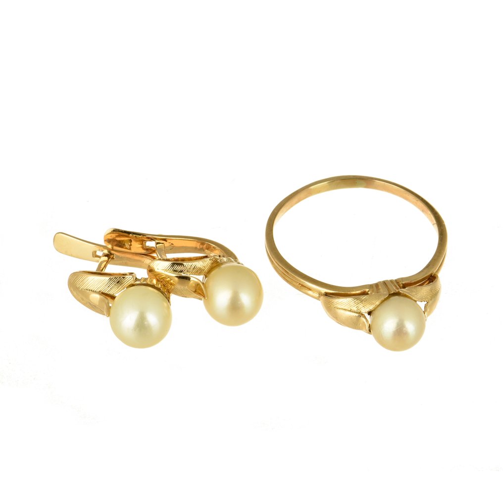 Parure di gioielli da 2 pezzi - 18 carati Oro giallo Perla  #1.1