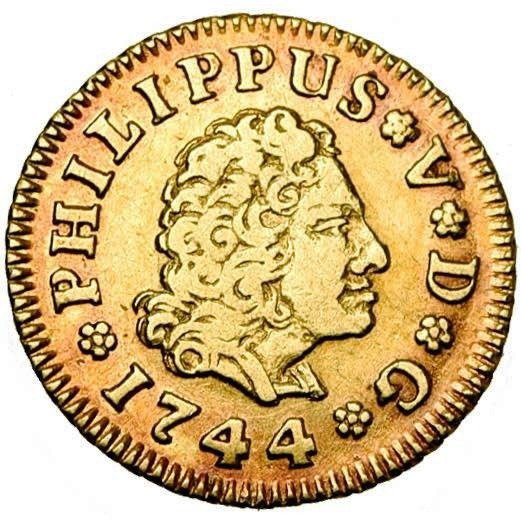 西班牙. Felipe V (1700-1746). 1/2 Escudo - 1744 JA - Madrid - Escasa #1.1