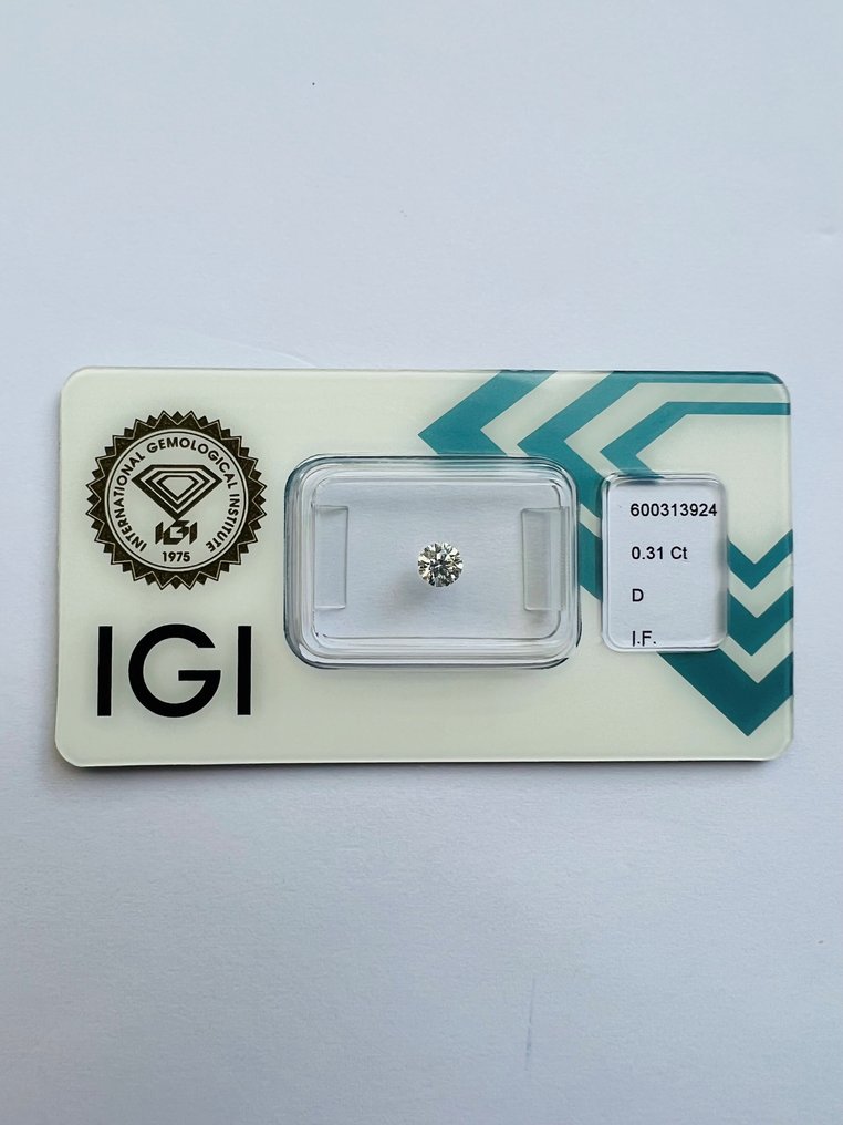 1 pcs Diament  (Naturalny)  - 0.31 ct - D (bezbarwny) - IF - International Gemological Institute (IGI) - Były były eks #1.1