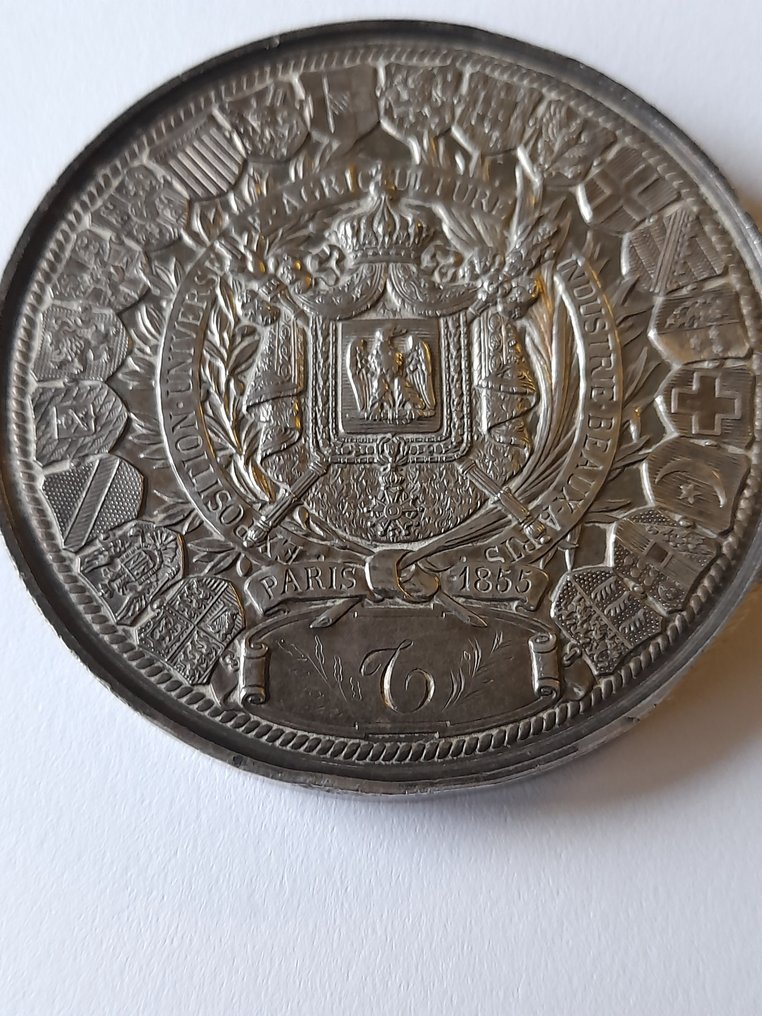 France. Napoléon III (1852-1870). Medaille en argent 1855 "Exposition Universelle Paris" - 126 gr Ag #1.2