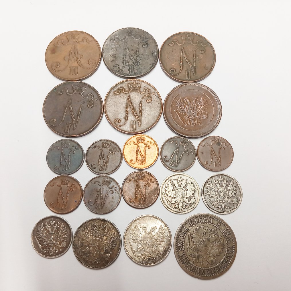 Finlandia, Rusia. 20 Münzen (verschiedene) ca 1866-1917 #1.2