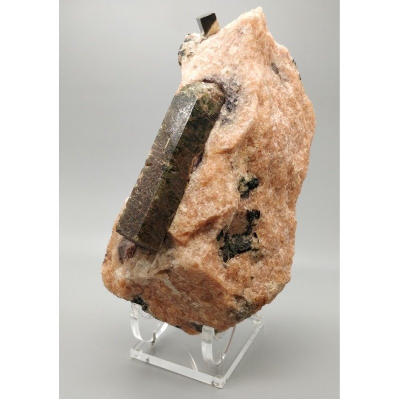 Cristal de apatit (12 cm) - Fuorapatite (IMA) „Yates mine”, Otter Lake, Quebec Cristal pe matrice - Înălțime: 24 cm - Lățime: 12.5 cm- 4.2 kg #1.2