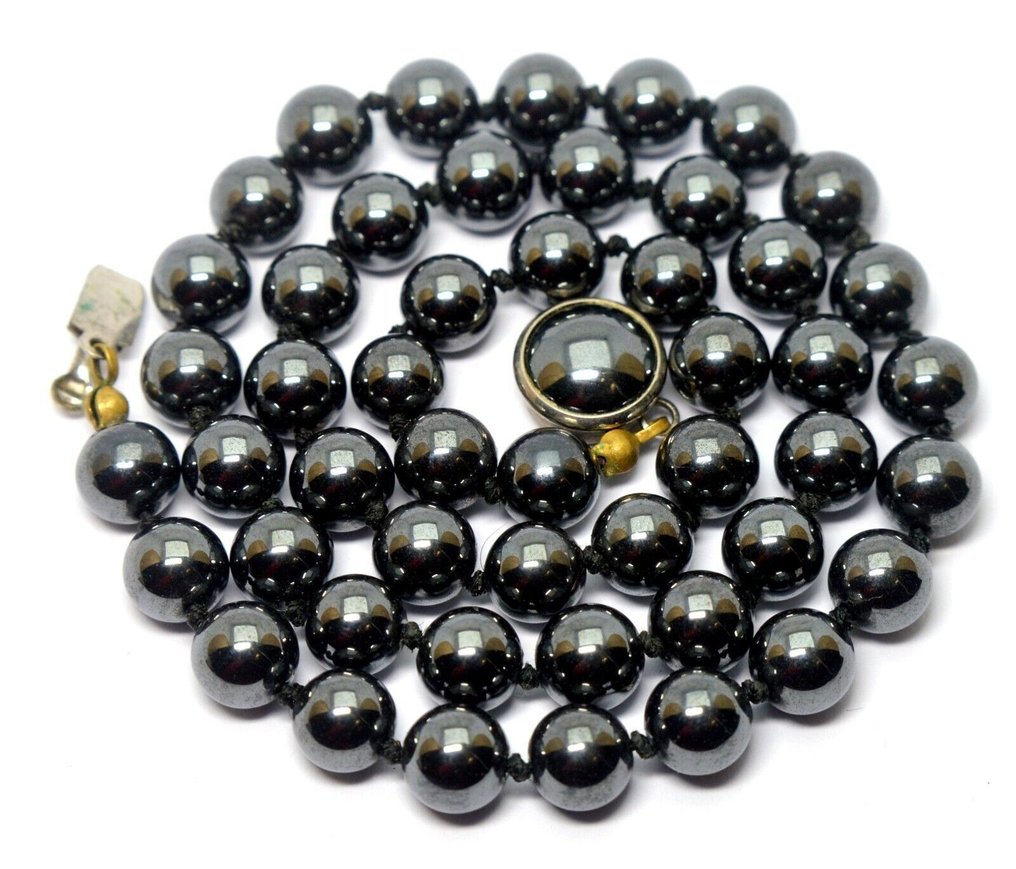 Magnetisk sort hematit rundperlehalskæde - Halskæde #1.0