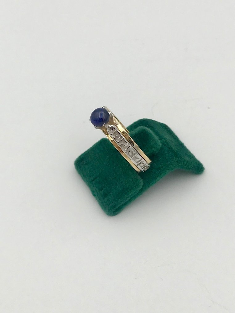 订婚戒指 - 14K包金 黄金 -  0.35 tw. 蓝宝石  #2.1