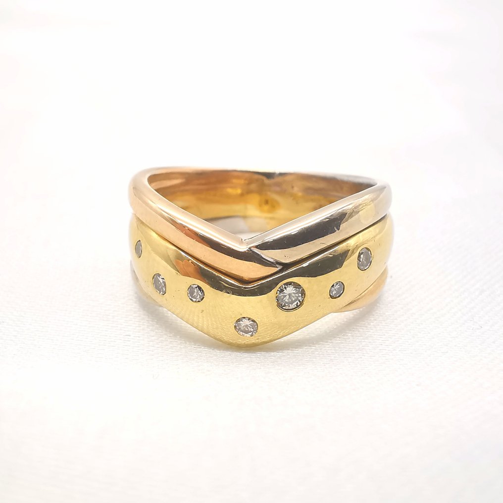 Δαχτυλίδι - 18 καράτια Κίτρινο χρυσό -  0.16 tw. Διαμάντι #1.1