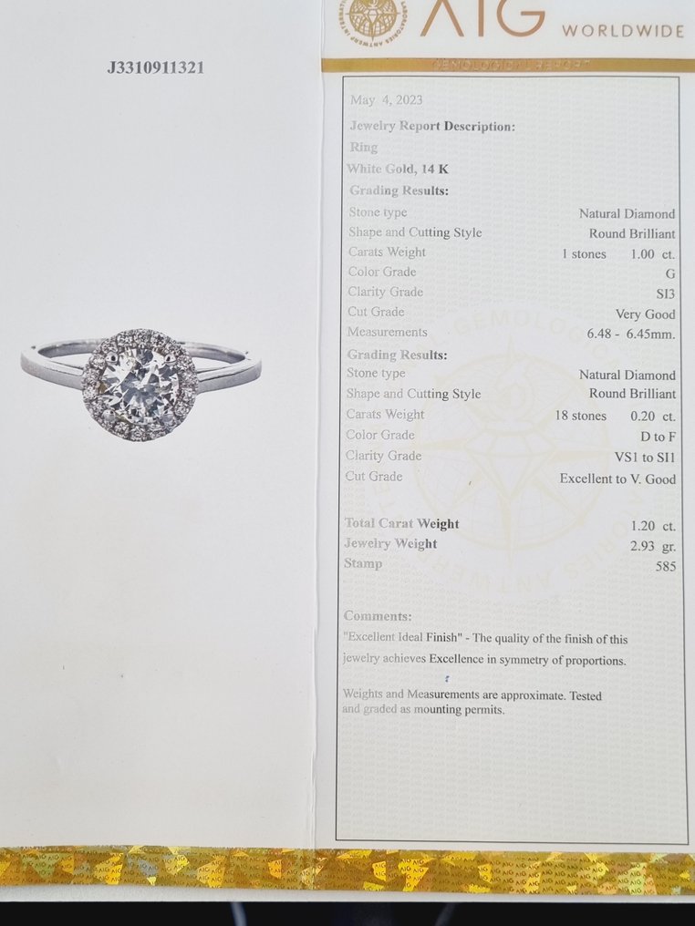 14 kt Vittguld - Ring - 1.20 ct Diamant #3.1