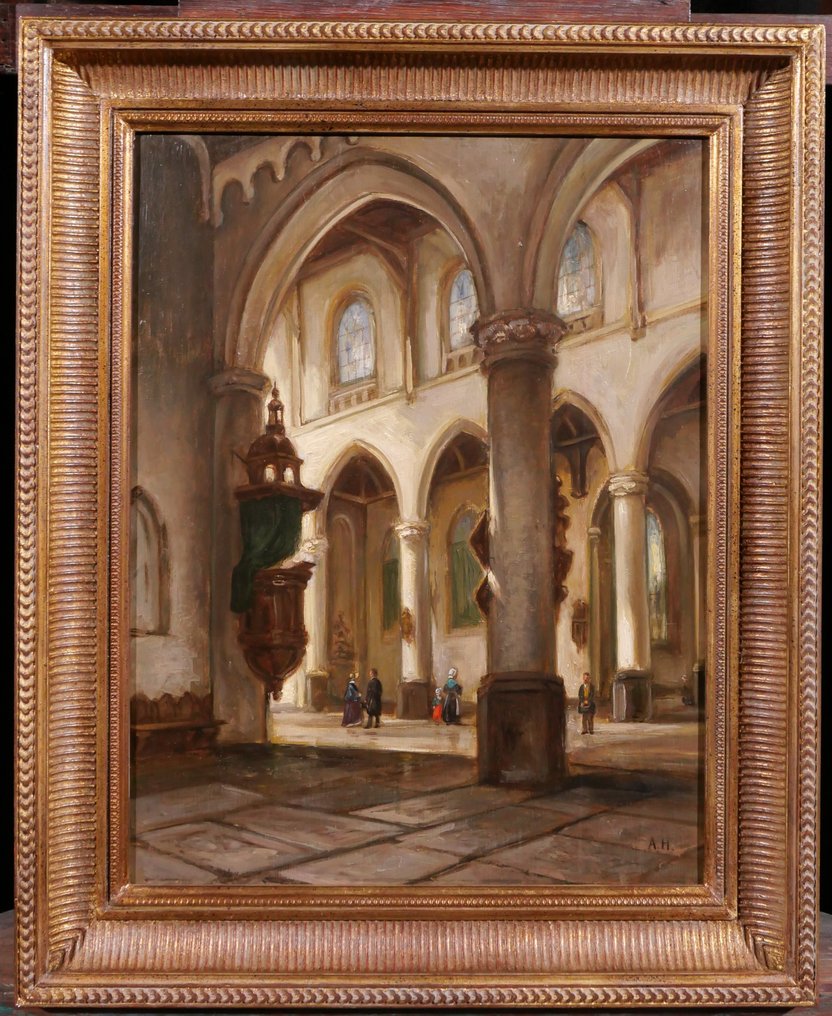 Adolphe Hervier (1818-1879) - Church interior in Normandy or Picardy #1.2