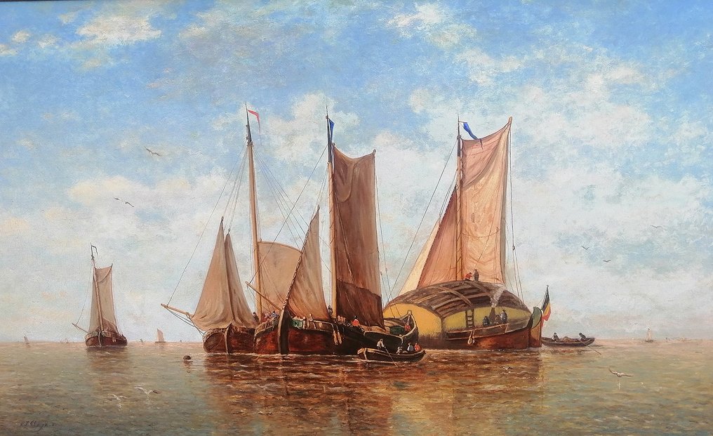 Paul Jean Clays (1819-1900) - Diverse boten op zee #1.1