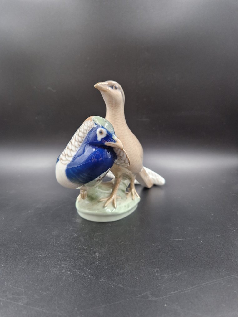 Royal Copenhagen - A. Nielsen - Figurin - "Two Pheasants" #1243 - Porslin #2.1