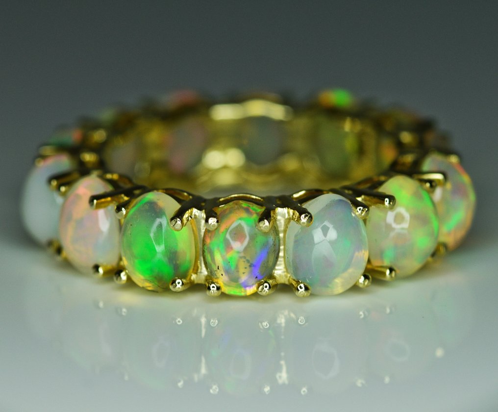 Ring - 14 kt Gelbgold -  5.80ct. tw. Opal - Opal Eternity Ring #2.1