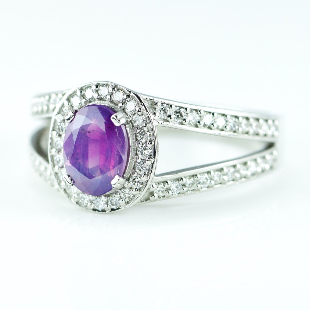 Inel Platină -  1.51ct. tw. Safir - Diamant - Safir violet #3.1