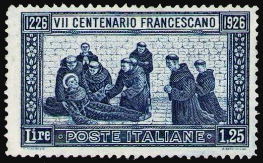 Italy 1926 - San Francesco L. 1.25 notched 13.50. - Sassone 196 #1.1