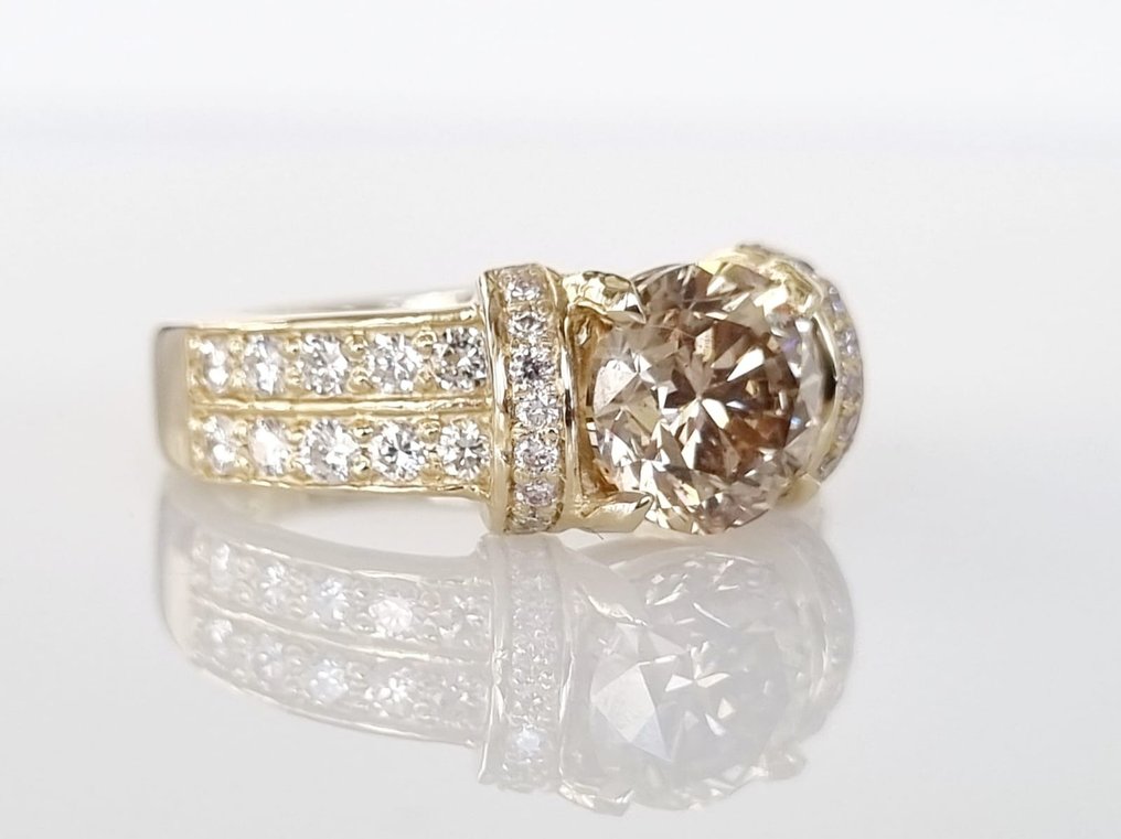 Koktél gyűrű - 14 kt. Sárga arany -  2.40ct. tw. Gyémánt  (Természetes) #2.1