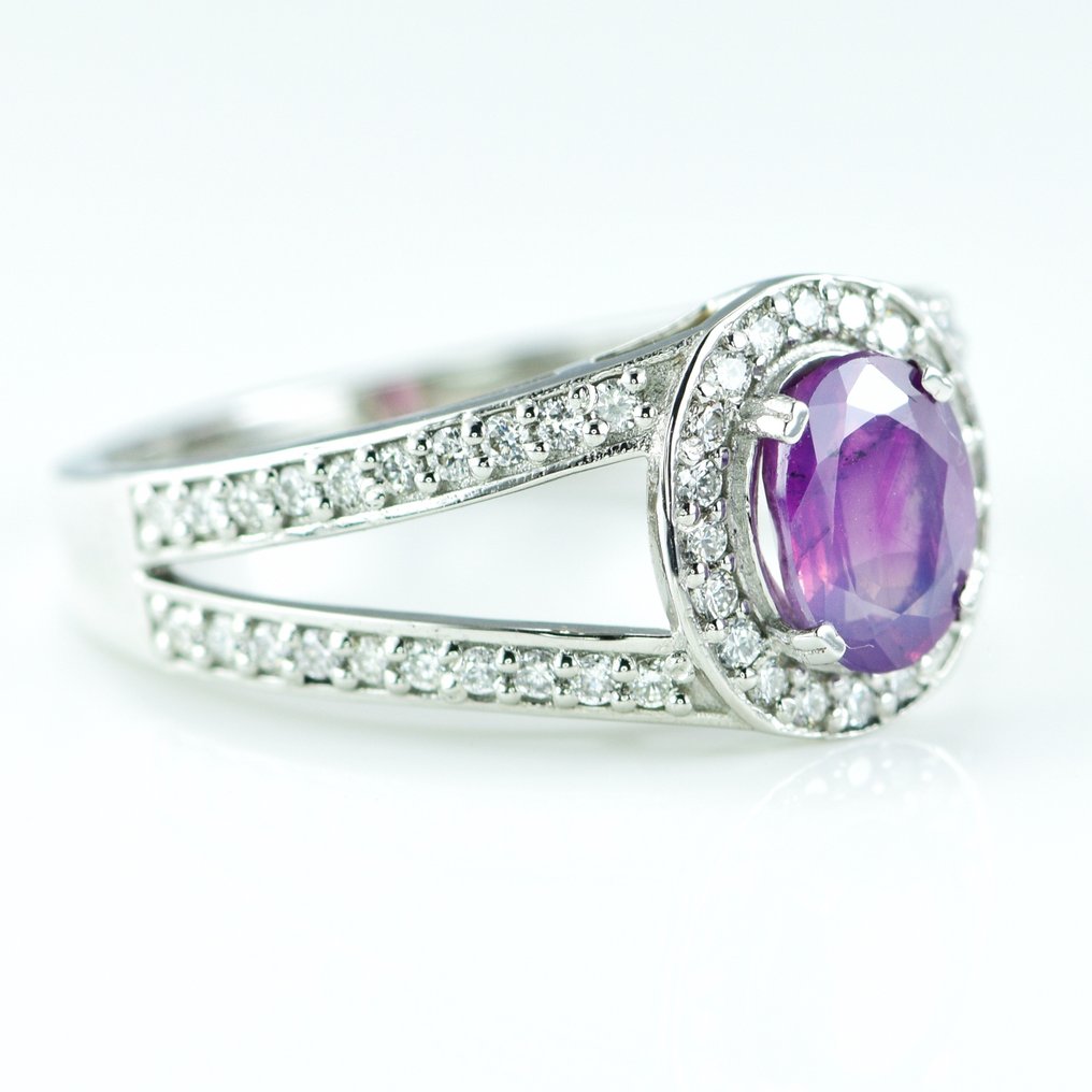 Inel Platină -  1.51ct. tw. Safir - Diamant - Safir violet #3.2