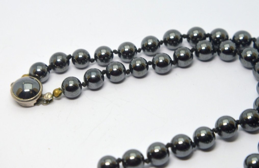 Magnetisk sort hematit rundperlehalskæde - Halskæde #4.3