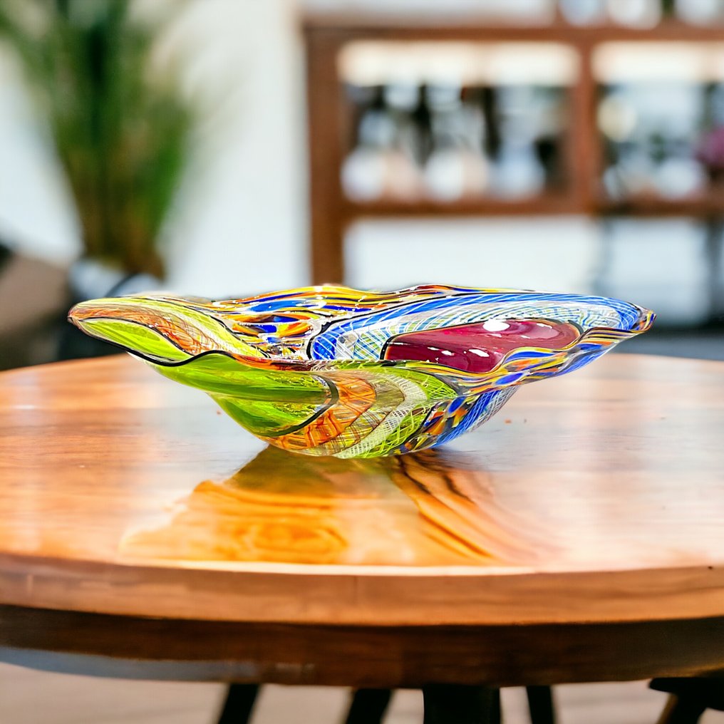 Filippo Maso - Centre de table - Grand centre de table multicolore avec filigrane, murrine et reticello - 42 cm  - Verre #1.2