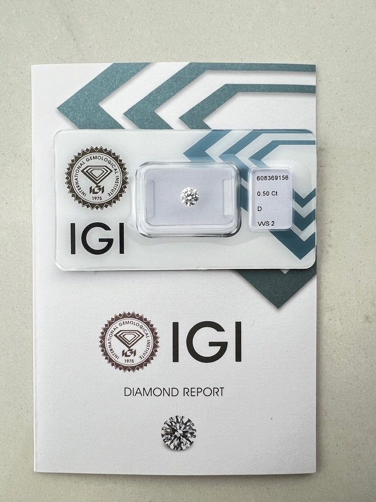 1 pcs 钻石  (天然)  - 0.50 ct - D (无色) - VVS2 极轻微内含二级 - 国际宝石研究院（IGI） #1.2