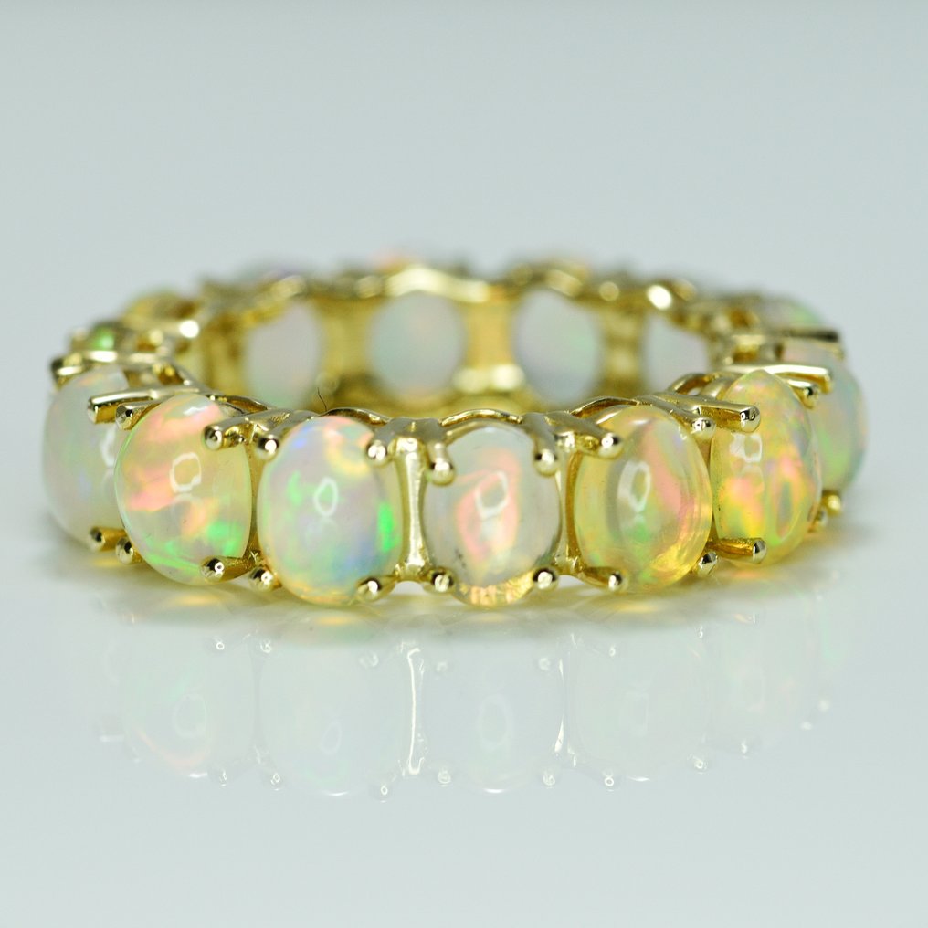 Ring - 14 kt Gelbgold -  5.80ct. tw. Opal - Opal Eternity Ring #1.1
