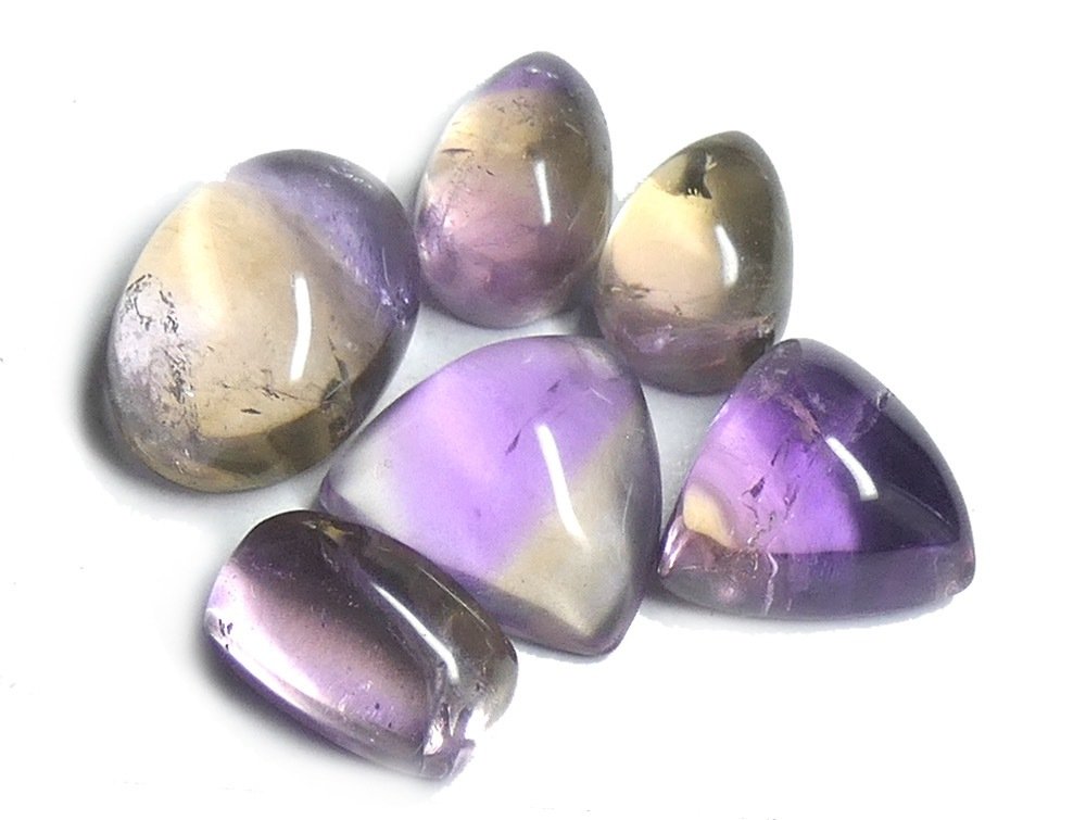沒有保留價 - 6 pcs  紫黃晶  - 48.85 ct - 獲認證的寶石學家 - 黃紫雙色 #2.1