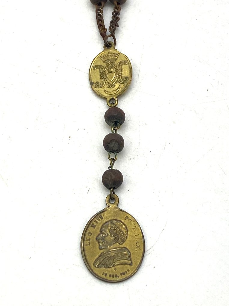 Rózsafüzér - Ritka XIII. Leó pápa rózsafüzér az 1879-es jubileum emlékére – Lásd a meglévő fa és fémet - 1850-1900  #1.2