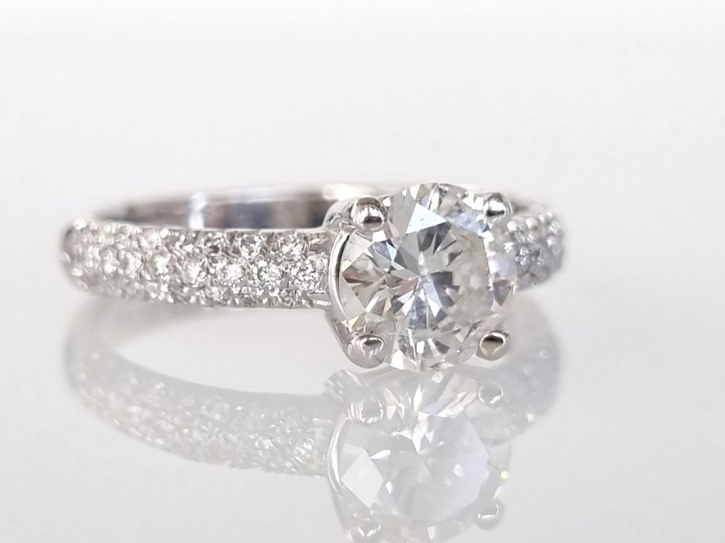 订婚戒指 - 18K包金 白金 -  1.25ct. tw. 钻石  (天然) #2.1