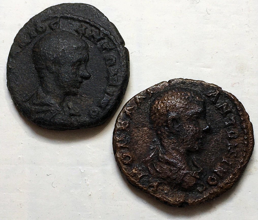 Imperiul Roman (Provincial). Diadumenian (AD 217-218). Group of 2x AE assarion struck in Moesia, Marcianopolis - good portraits #1.1