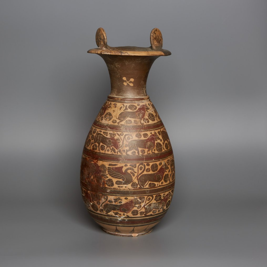 Etruskisch-Korinthisch Keramik Große Olpe. Ca. 600 v. Chr. 41,5 cm H. TL-Test. Spanische Importlizenz. #1.2