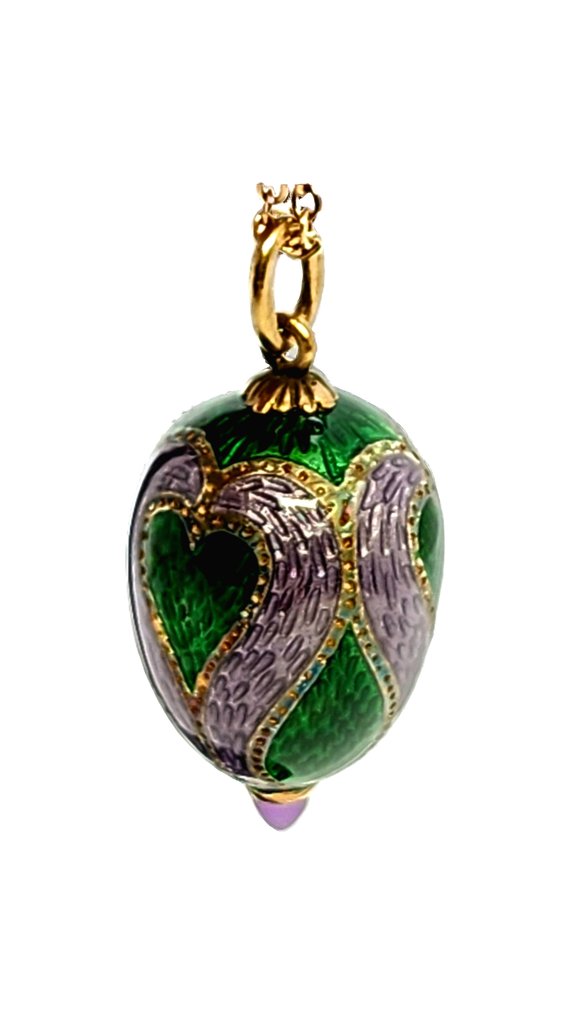 Κρεμαστό κόσμημα A. Thielemann /Faberge Firm, Antique Russian 56k ( 14k) Gold & Emamel Egg Pendant Love design d. #2.1