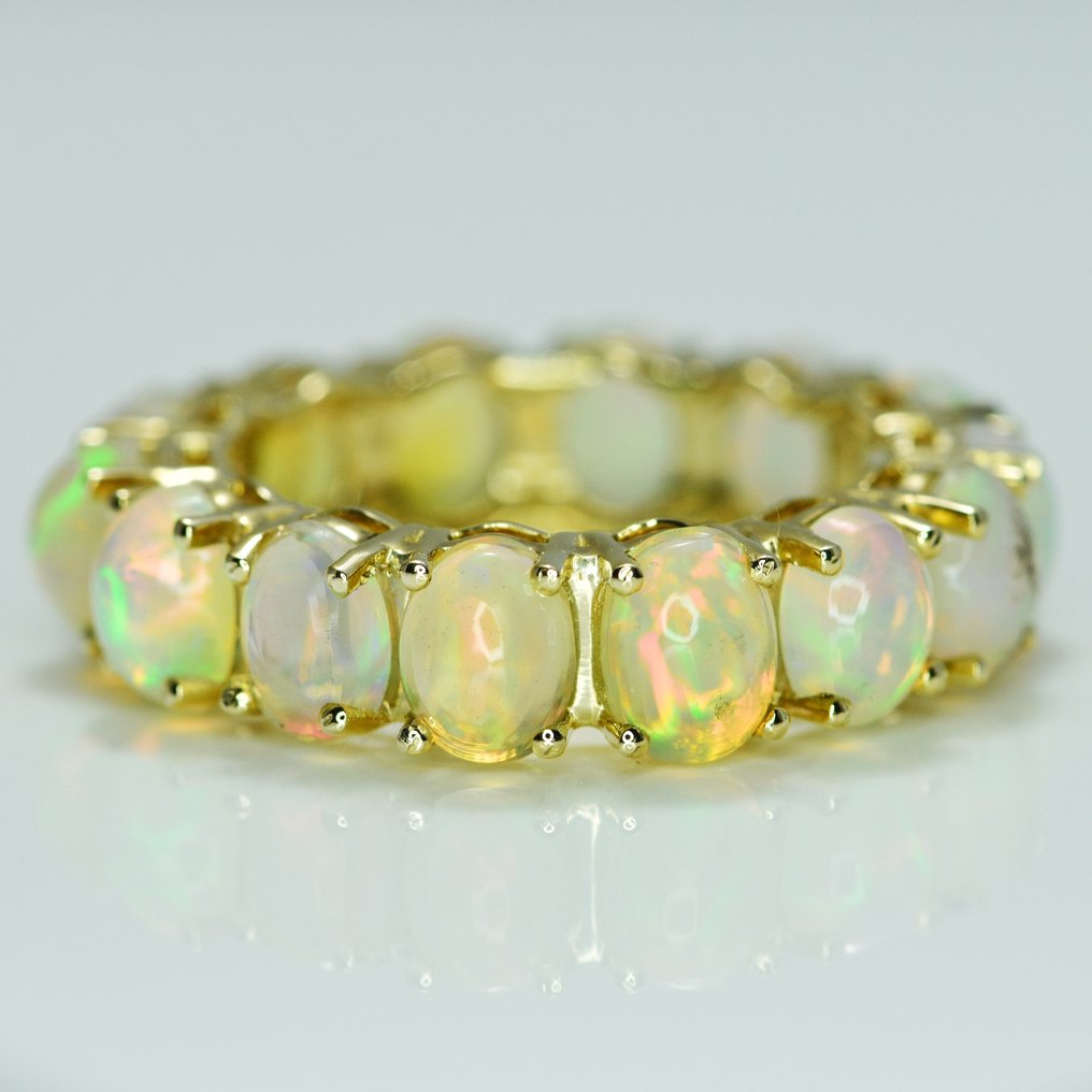 Ring - 14 kt Gelbgold -  5.80ct. tw. Opal - Opal Eternity Ring #3.1
