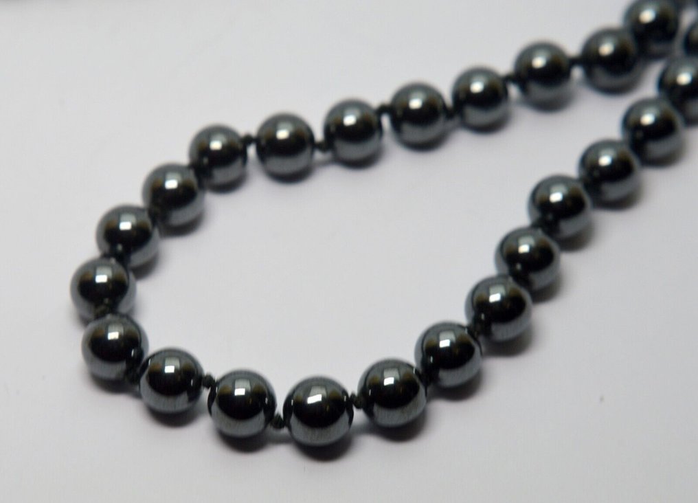Magnetisk sort hematit rundperlehalskæde - Halskæde #3.2